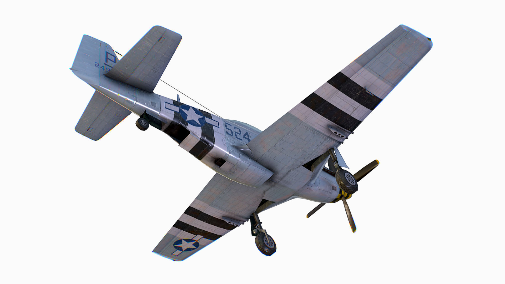 United States American fighter aircraft P-51D-5 Mustang Low-poly 3D model_9