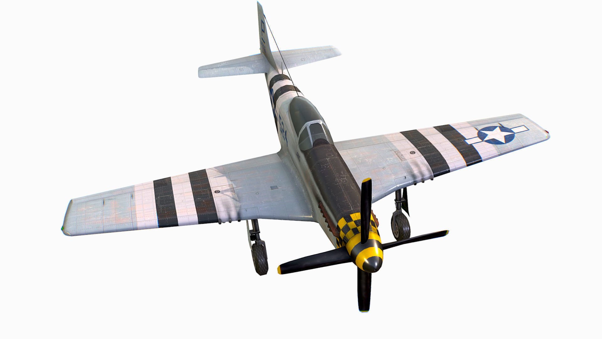 United States American fighter aircraft P-51D-5 Mustang Low-poly 3D model_1