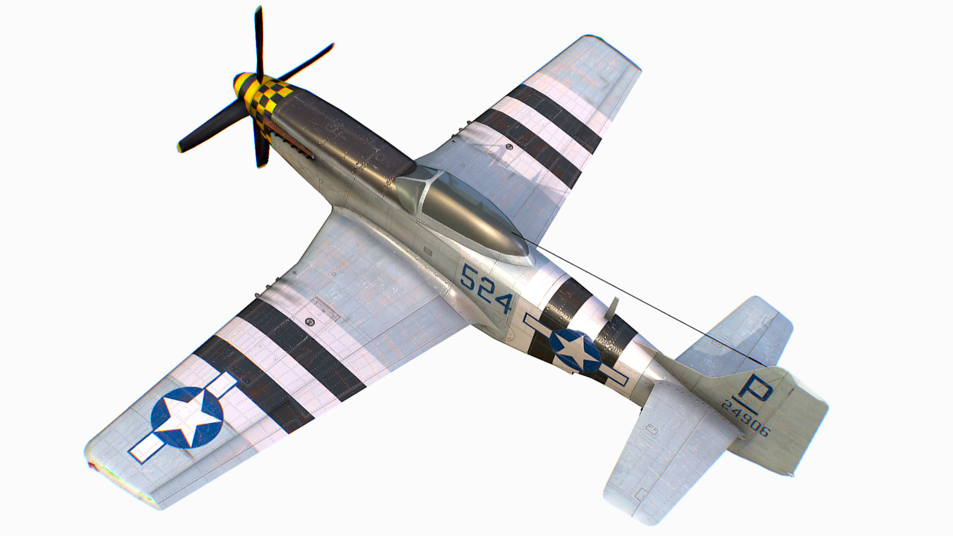 United States American fighter aircraft P-51D-5 Mustang Low-poly 3D model_5
