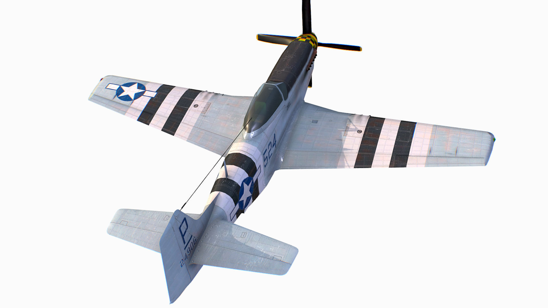 United States American fighter aircraft P-51D-5 Mustang Low-poly 3D model_6