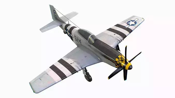 United States American fighter aircraft P-51D-5 Mustang Low-poly 3D model