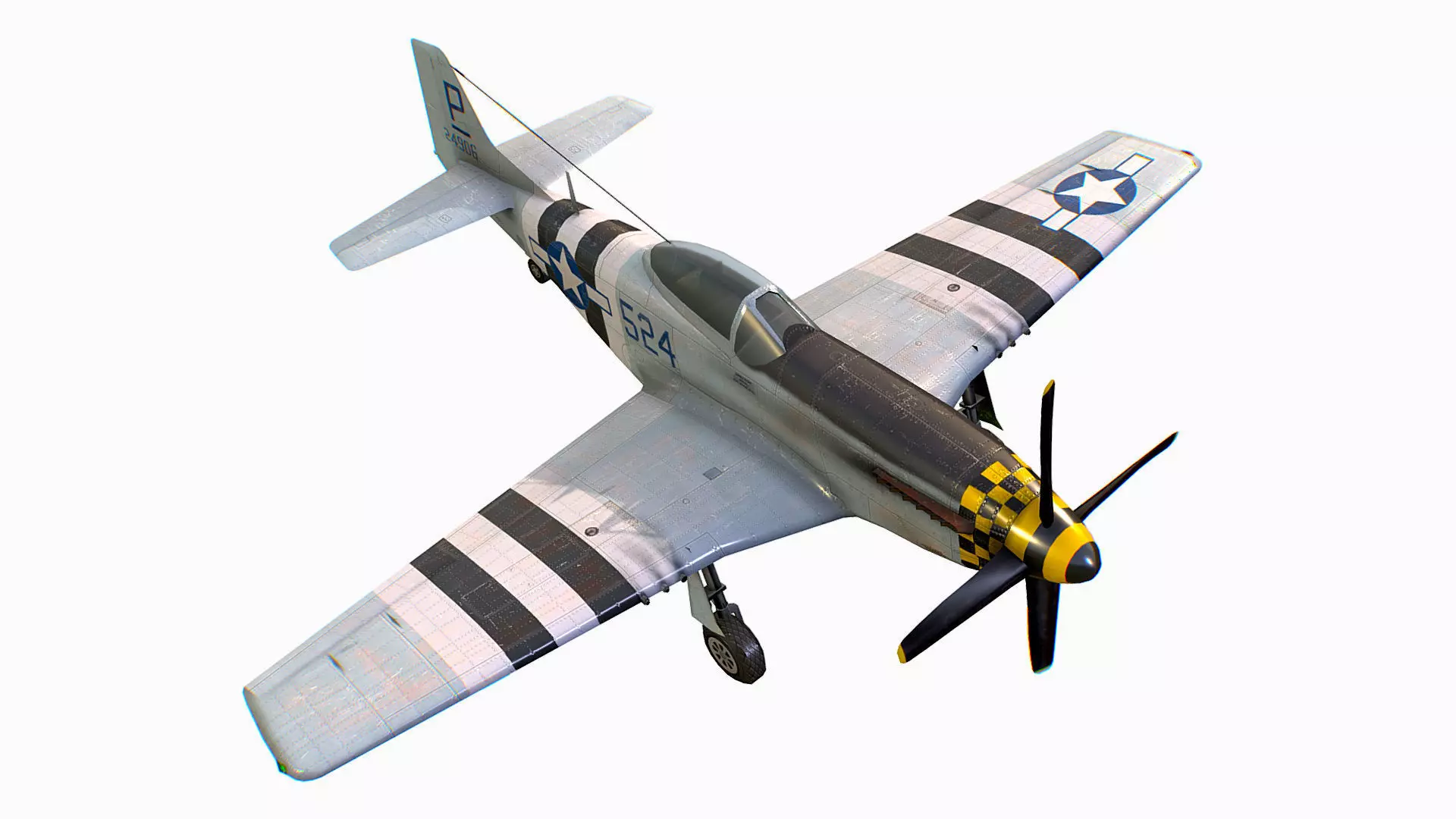 United States American fighter aircraft P-51D-5 Mustang Low-poly 3D model_0