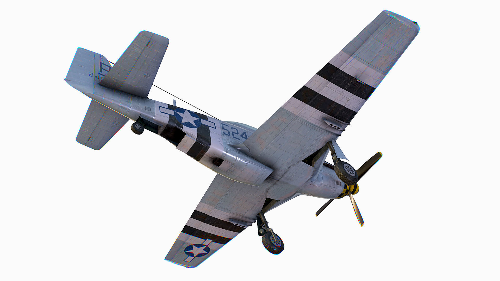 United States American fighter aircraft P-51D-5 Mustang Low-poly 3D model_8