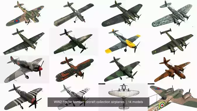 WW2 fighter bomber aircraft collection airplanes  