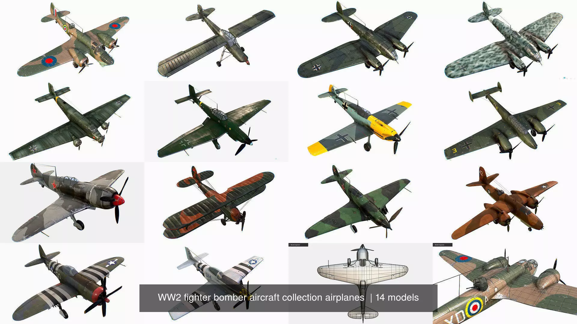 WW2 fighter bomber aircraft collection airplanes  _0
