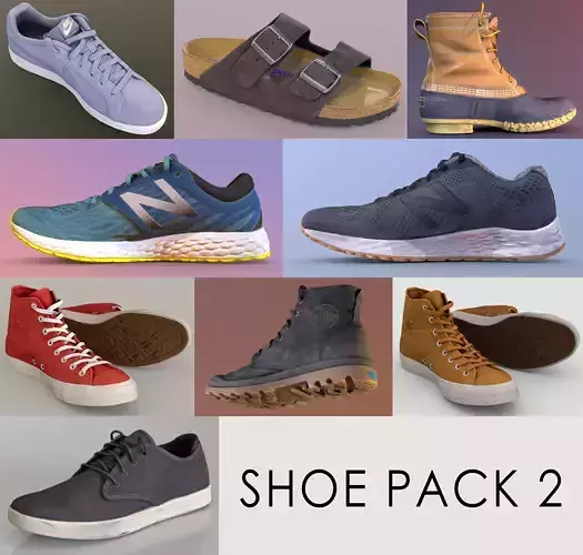 Shoe Pack 2 Low-poly 3D model