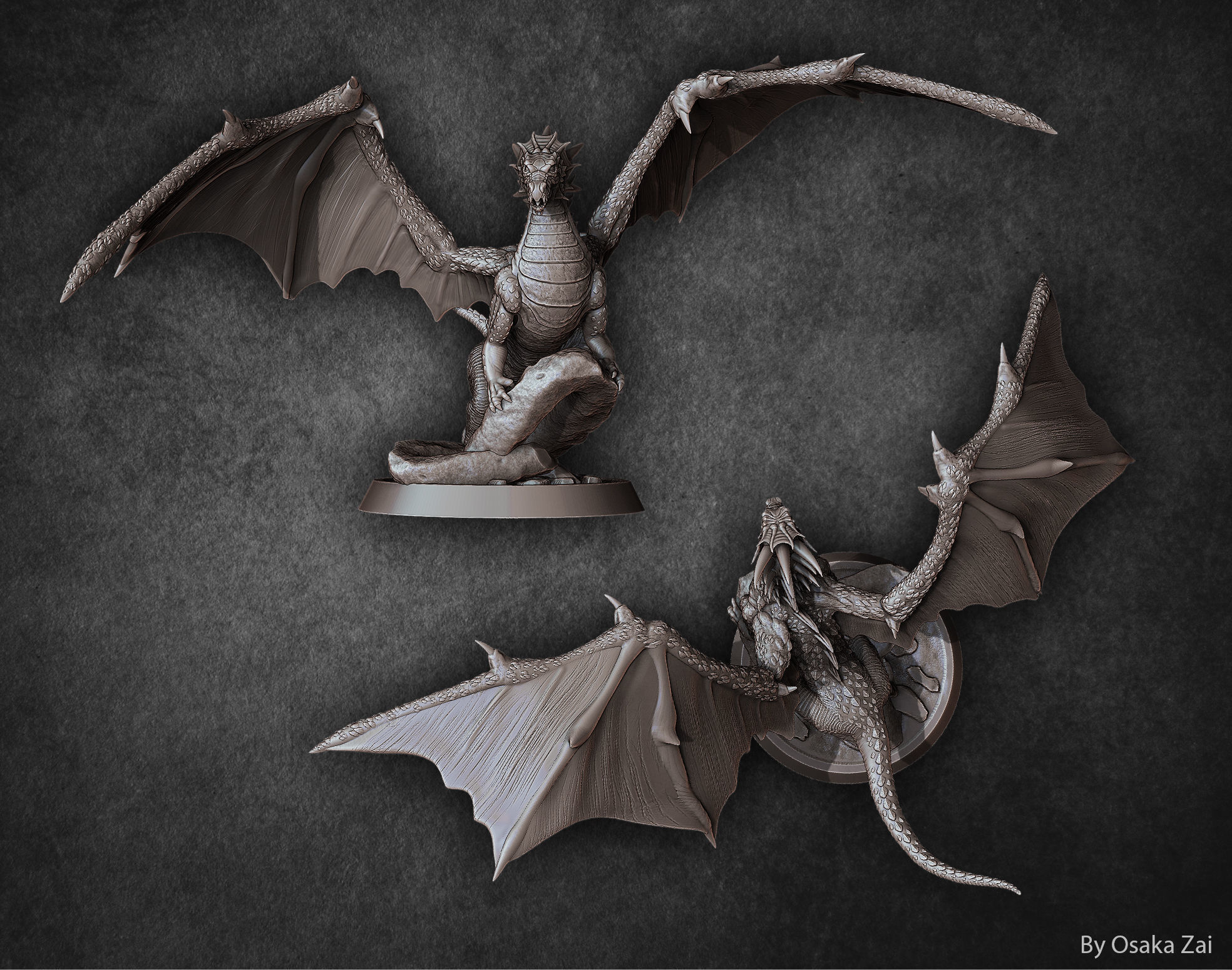Dragon 3D print model 3D print model statue 3D print model_7