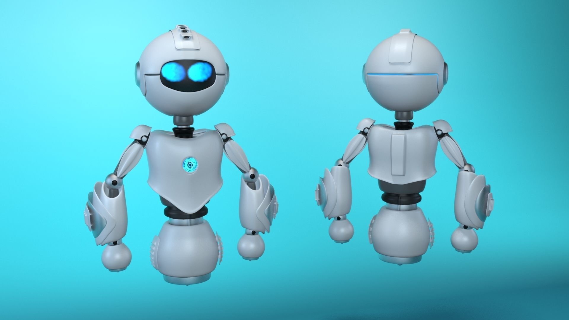 flying robot Low-poly 3D model_4