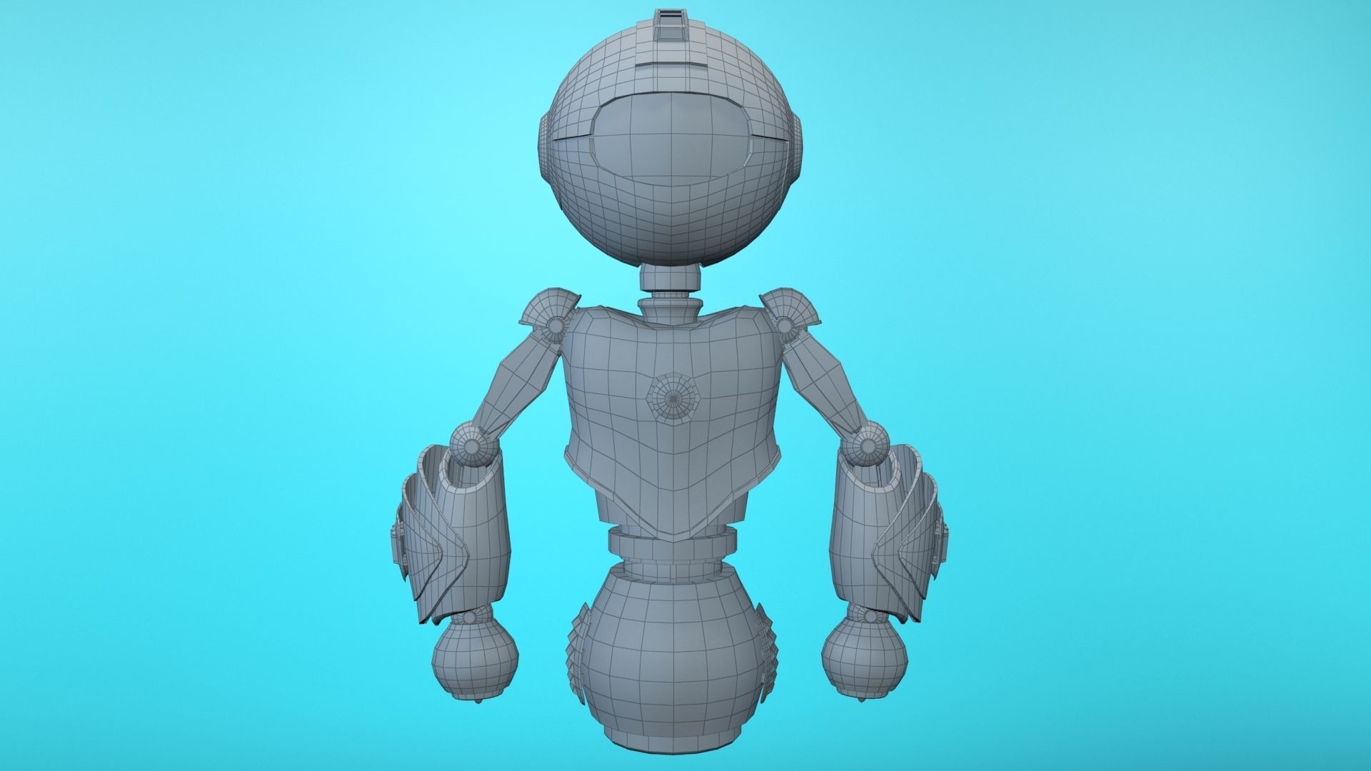 flying robot Low-poly 3D model_11