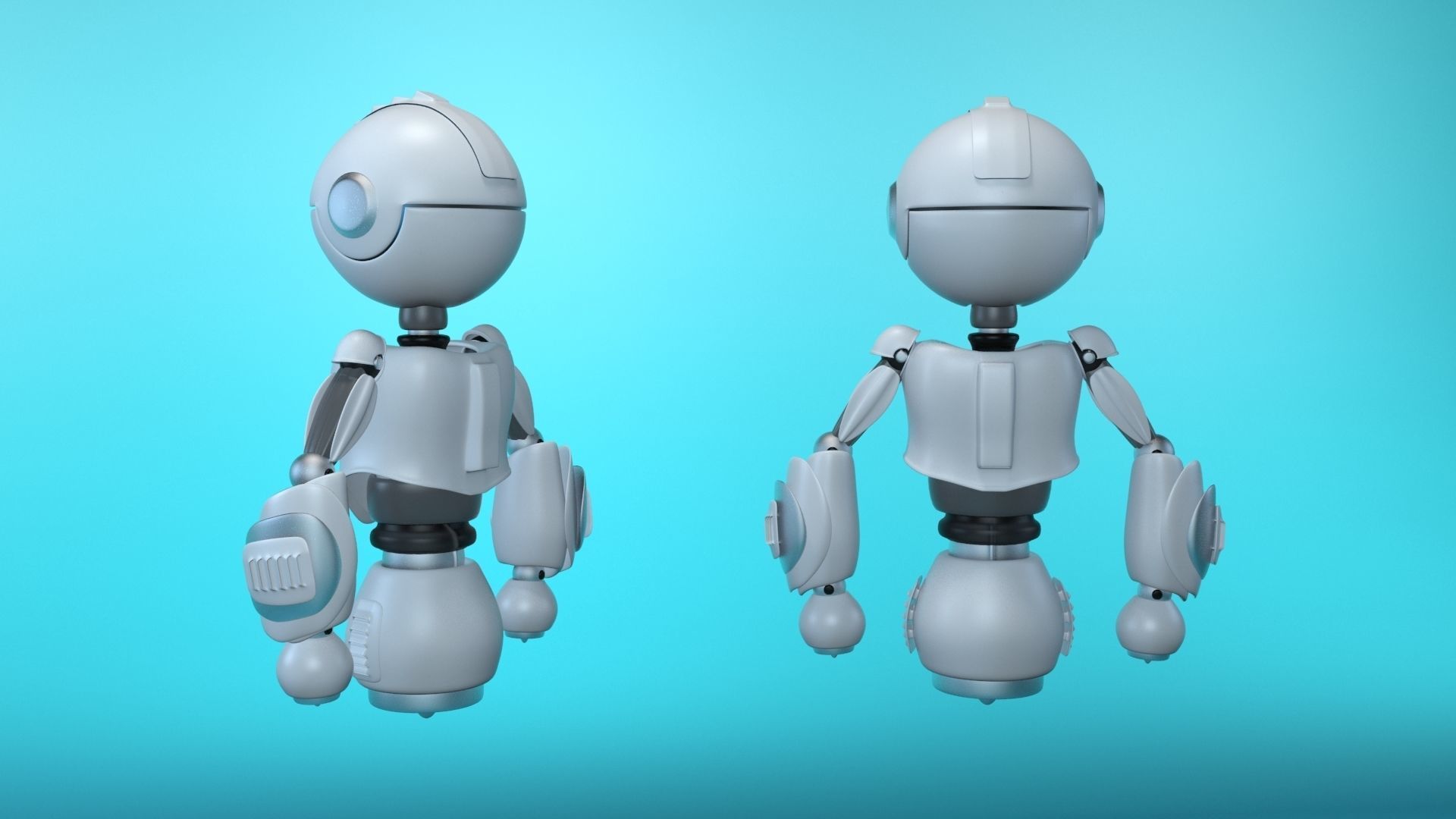 flying robot Low-poly 3D model_5