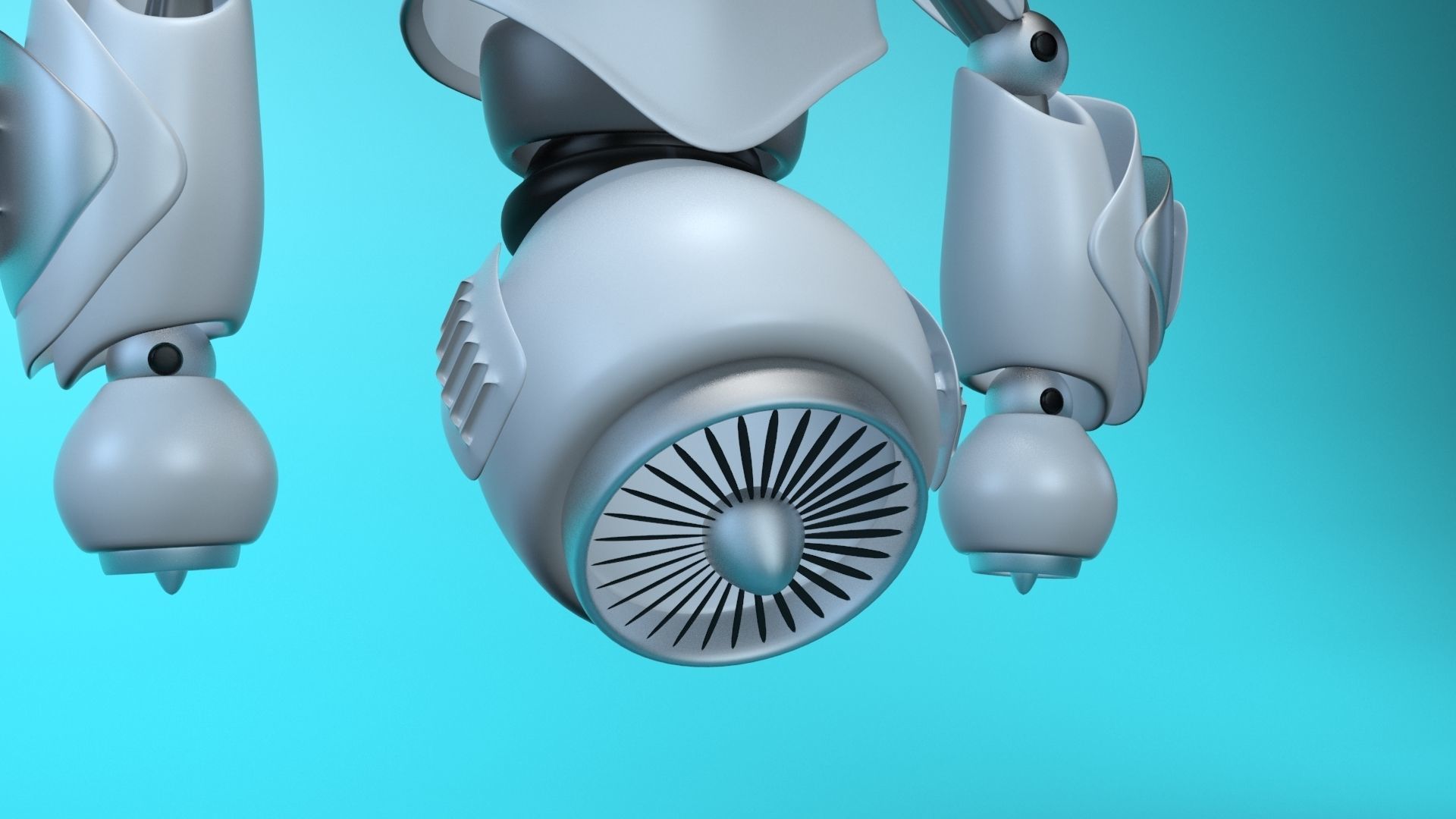 flying robot Low-poly 3D model_10