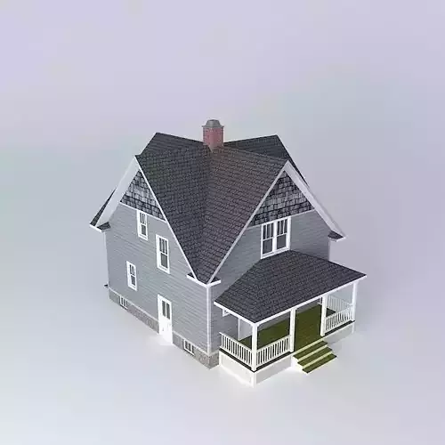 American house with interior Free 3D model