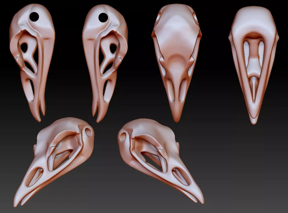 Raven skull bead 3D print model_0