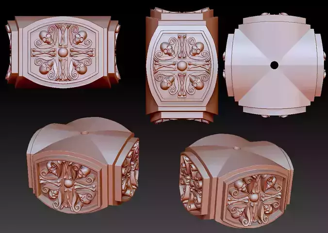 Skull and bones bead 3D print model