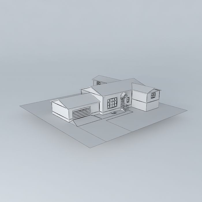 Split level ramp house Free 3D model_3