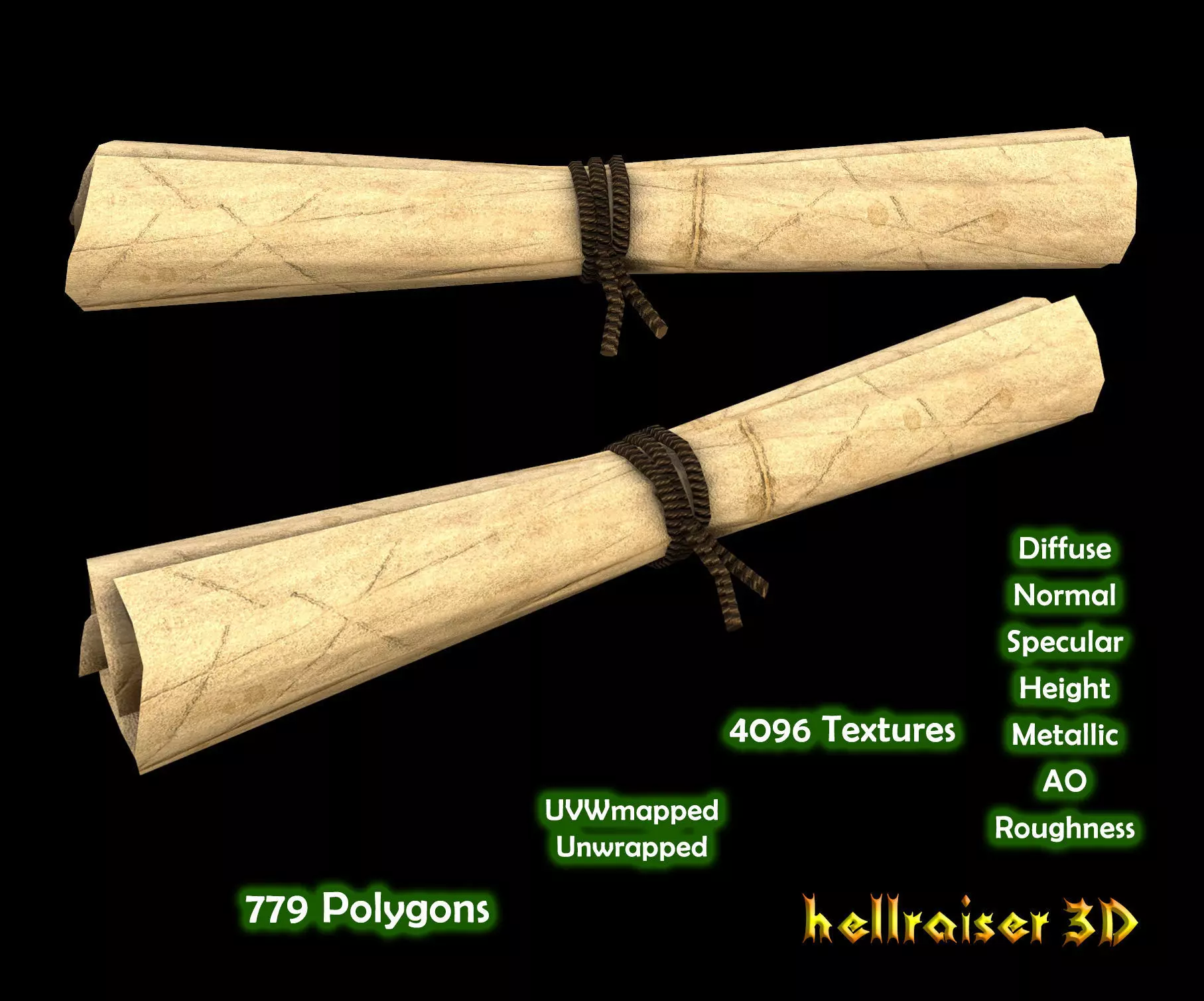 Scroll - PBR - Textured Low-poly 3D model_0