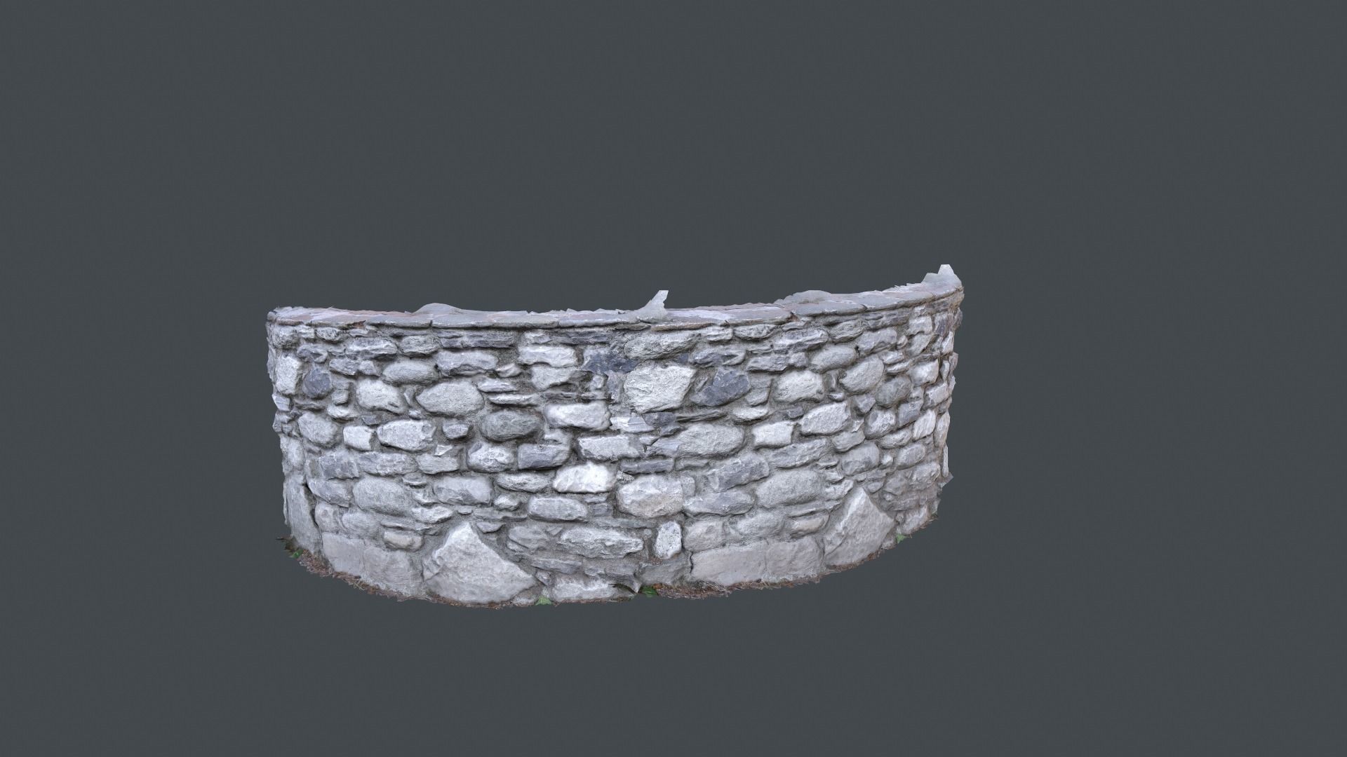 Rocky wall  Low-poly 3D model_4