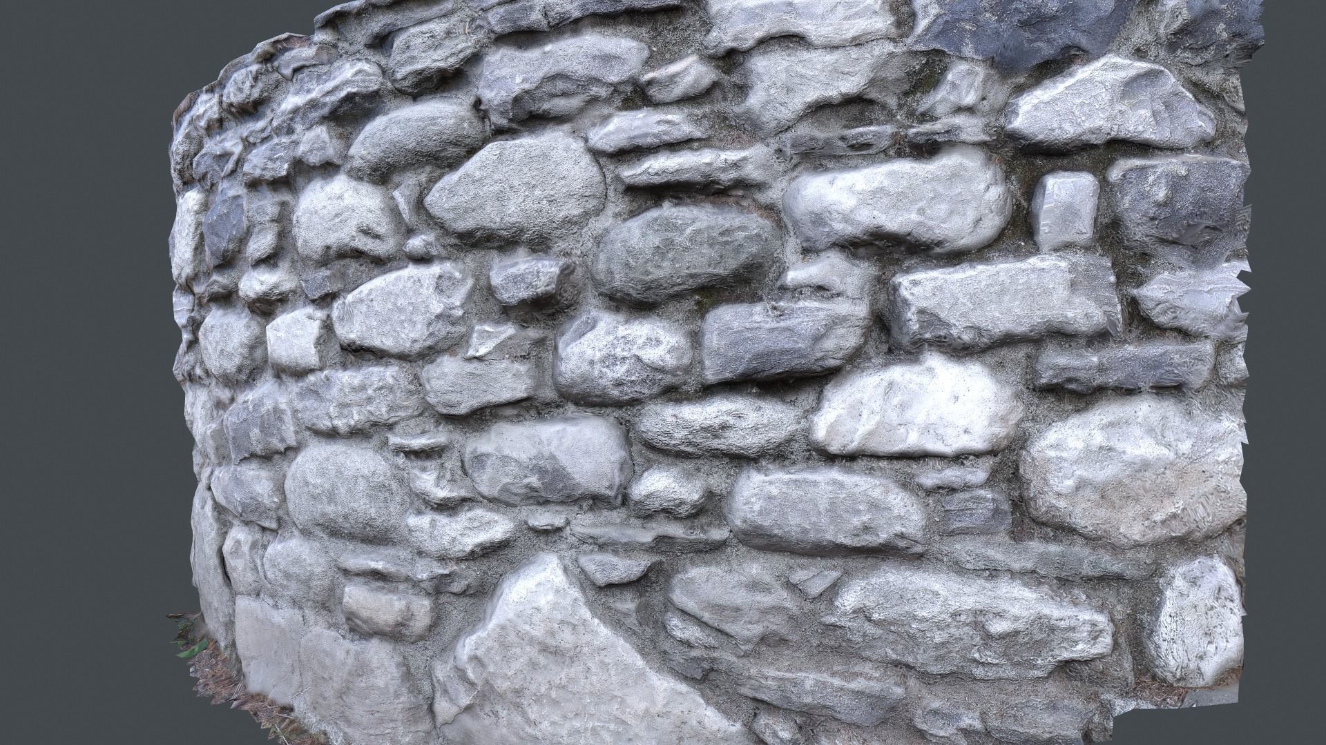 Rocky wall  Low-poly 3D model_3