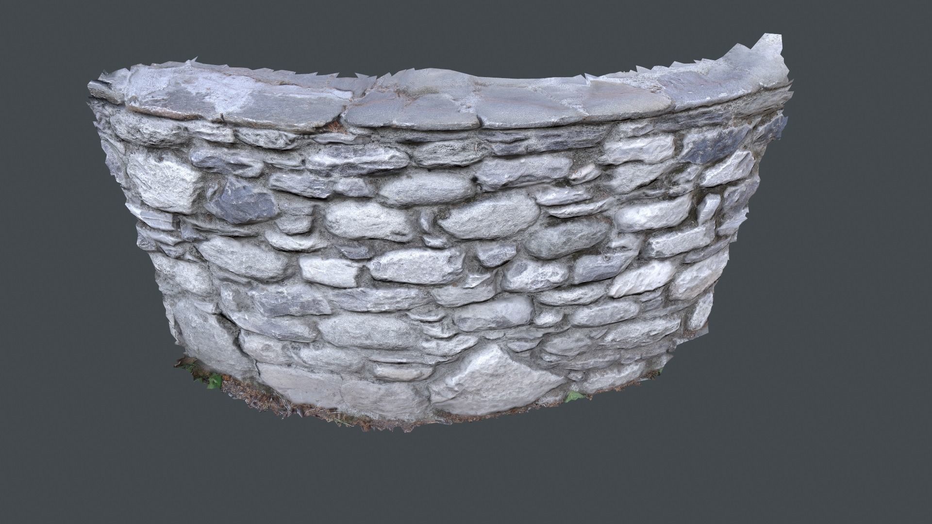 Rocky wall  Low-poly 3D model_2