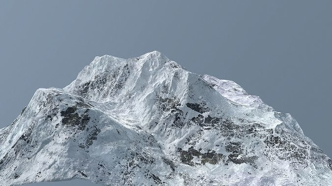 Mountain under snow Low-poly 3D model