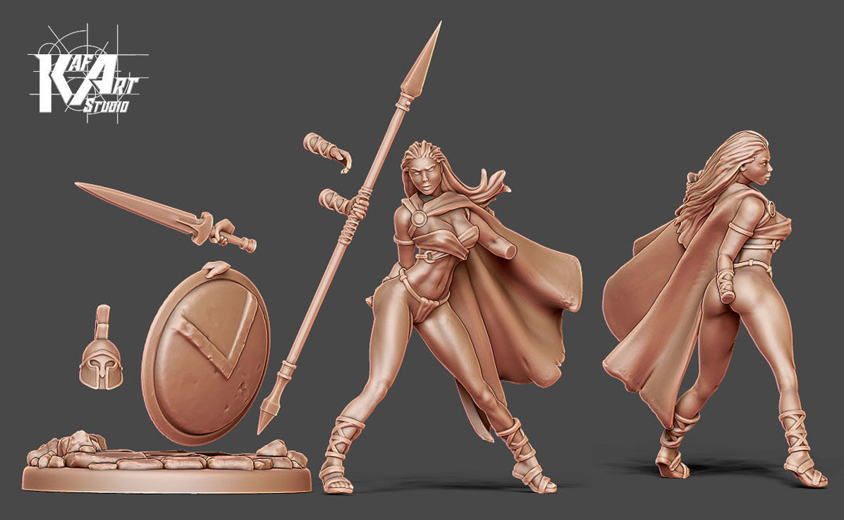 Spartan woman 35mm scale  - Leda 3D print model_16