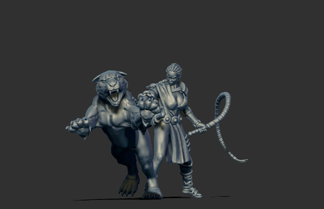 Lioness handler 35mm scale 3D print model_1