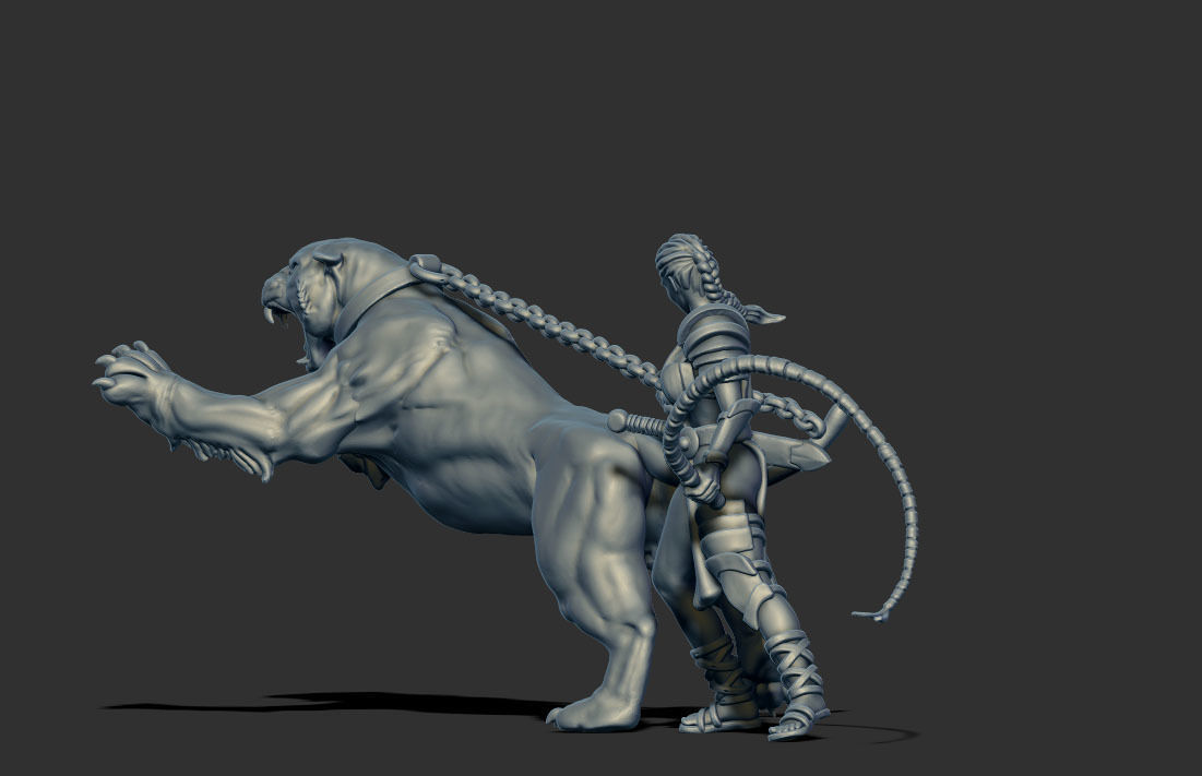 Lioness handler 35mm scale 3D print model_4