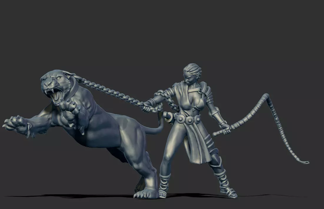 Lioness handler 35mm scale 3D print model_0