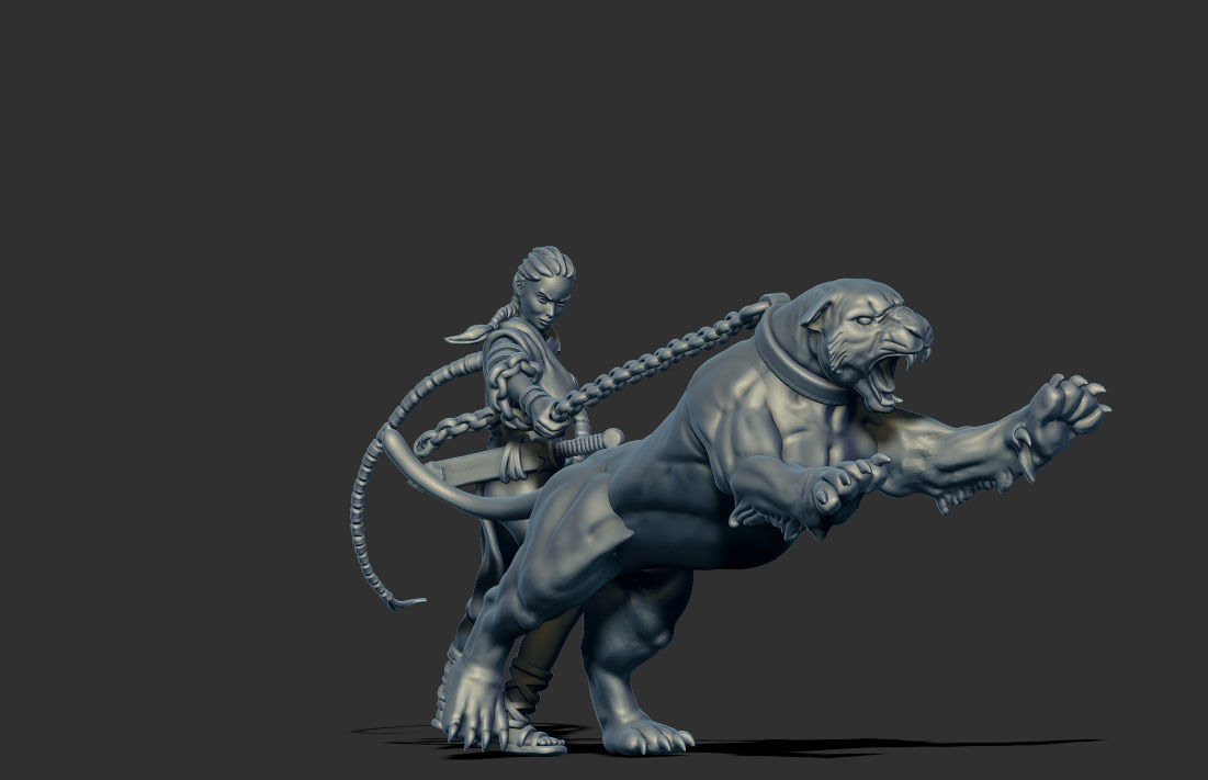 Lioness handler 35mm scale 3D print model_2