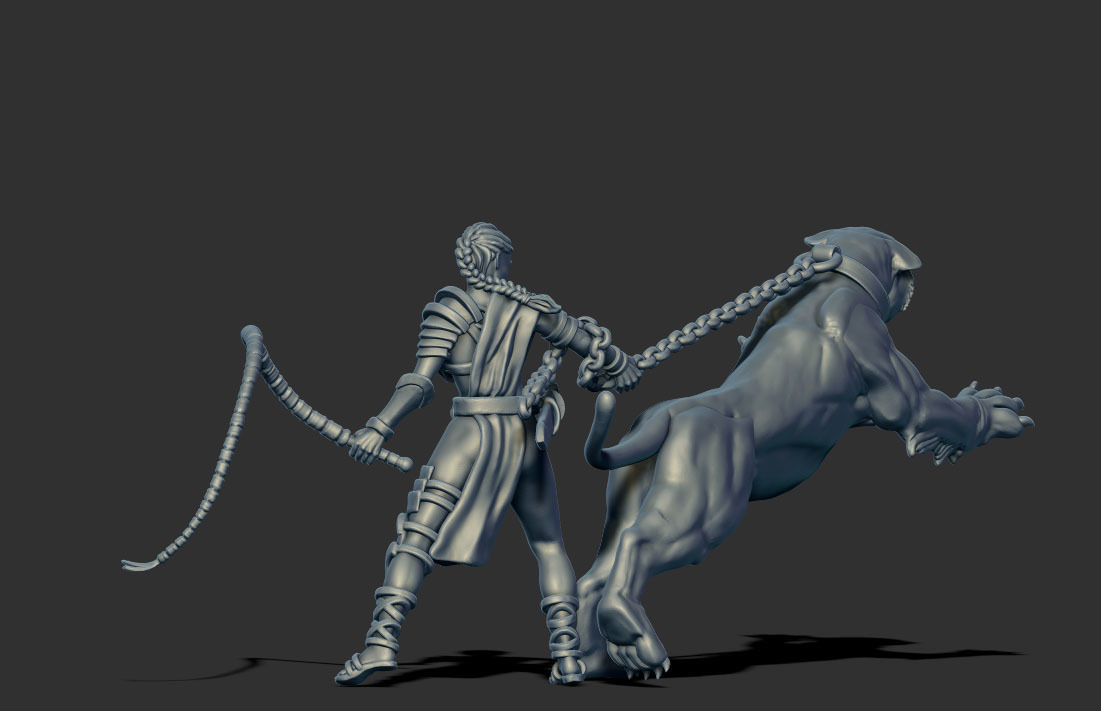 Lioness handler 35mm scale 3D print model_3