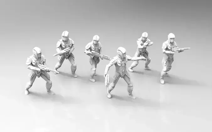 Ancient Trooper Squad with Carbines and Repeater 3D print model
