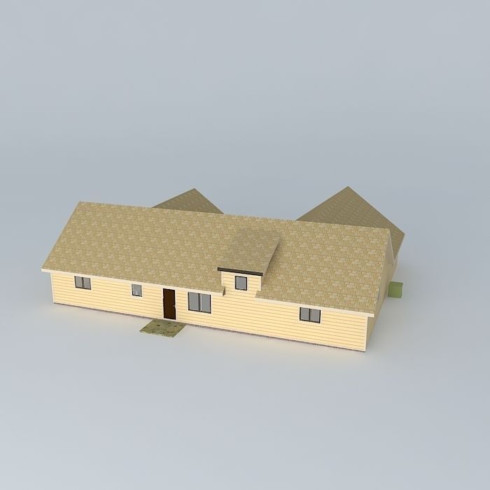House with Finished Attic Free 3D model_1