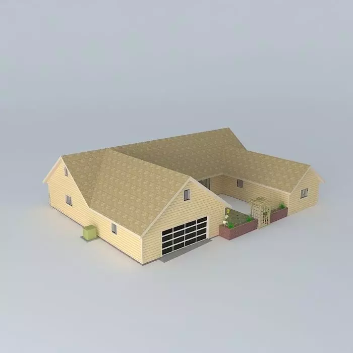 House with Finished Attic Free 3D model_0