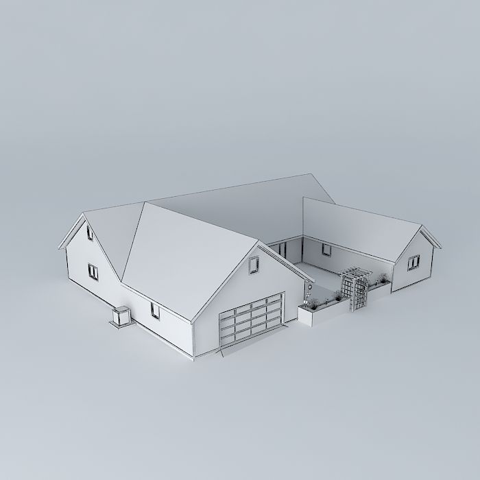House with Finished Attic Free 3D model_3
