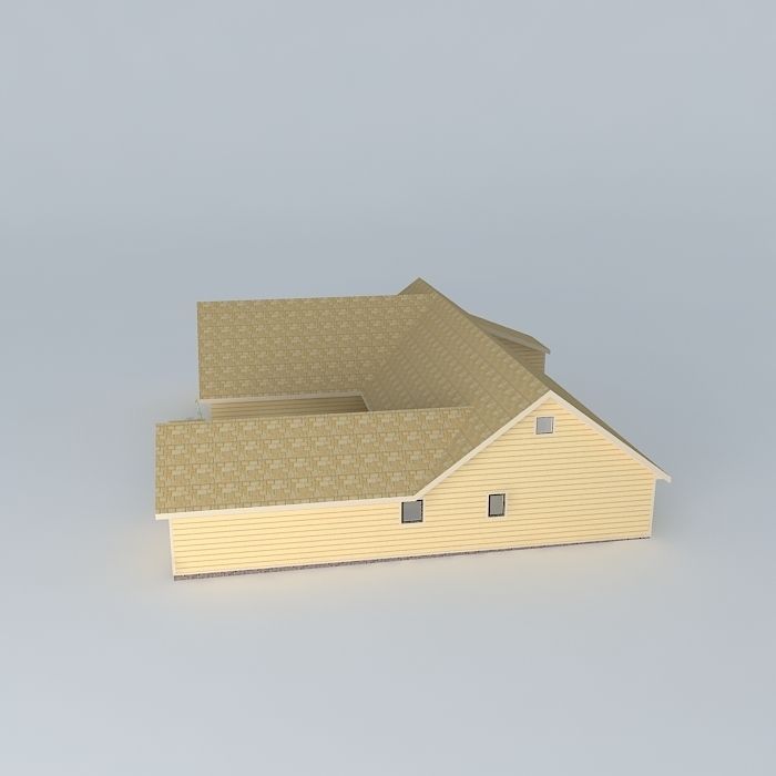 House with Finished Attic Free 3D model_2