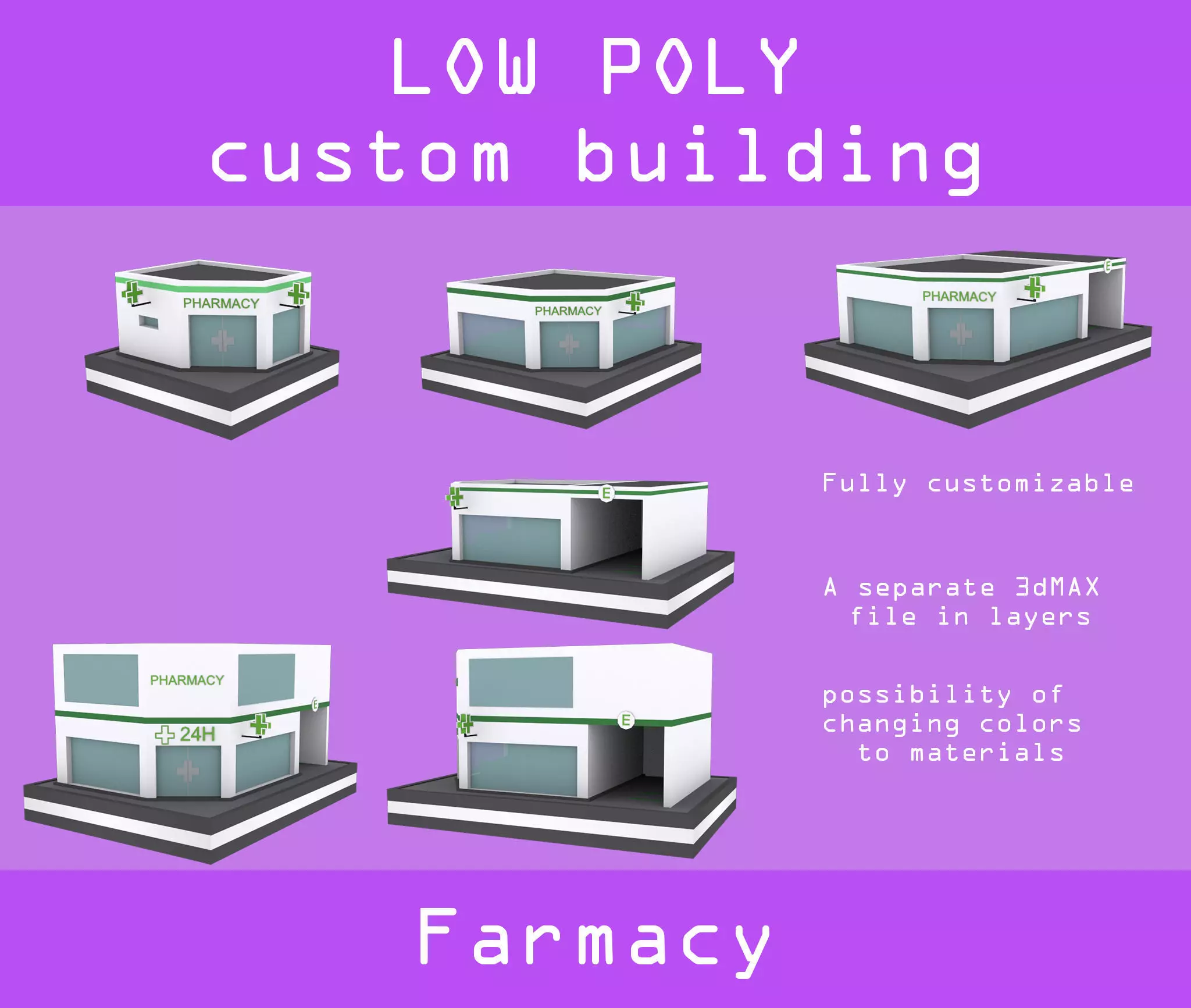 Farmacy low poly pack Low-poly 3D model_0