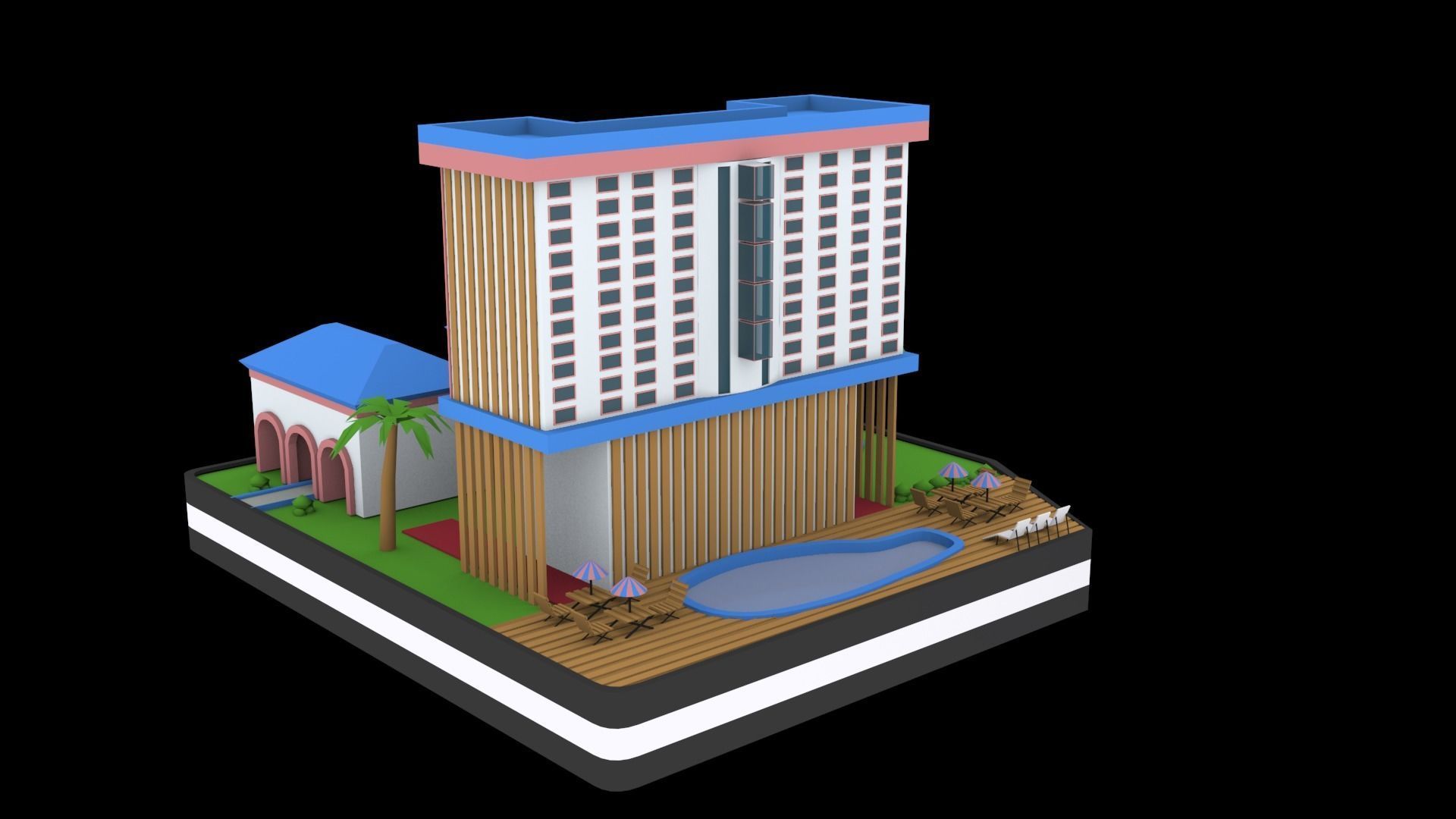 Hotels low poly pack Low-poly 3D model_7