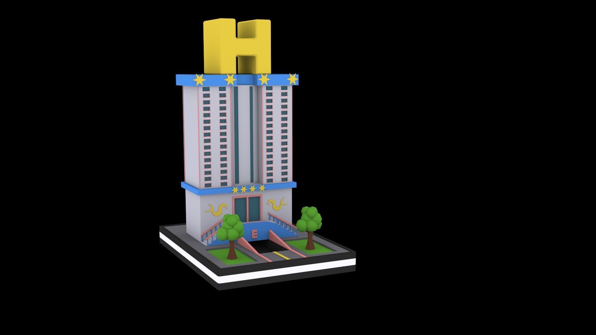 Hotels low poly pack Low-poly 3D model_4