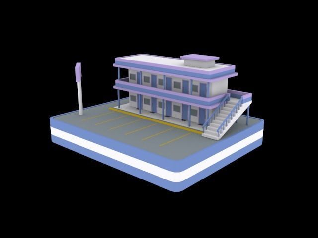 Hotels low poly pack Low-poly 3D model_2