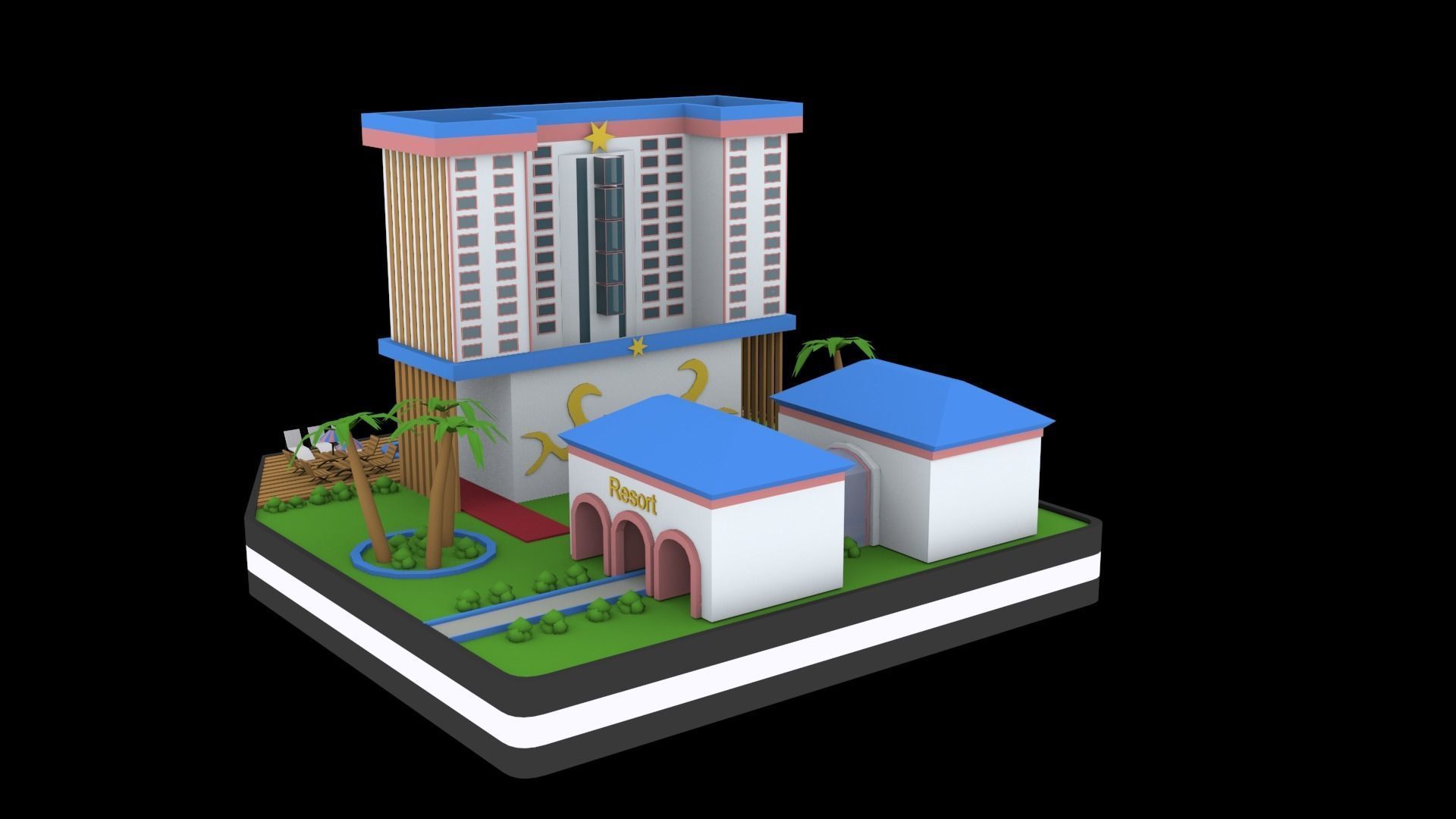 Hotels low poly pack Low-poly 3D model_5