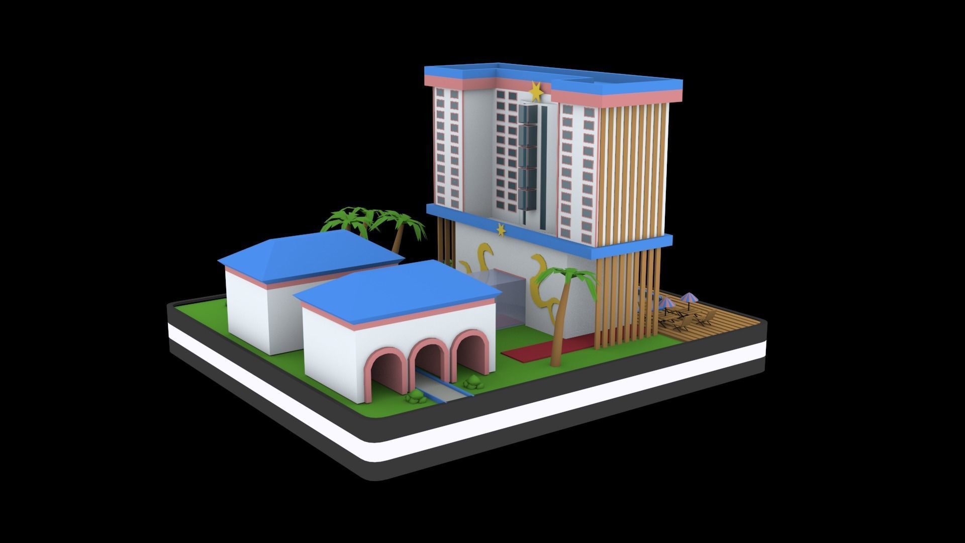 Hotels low poly pack Low-poly 3D model_6