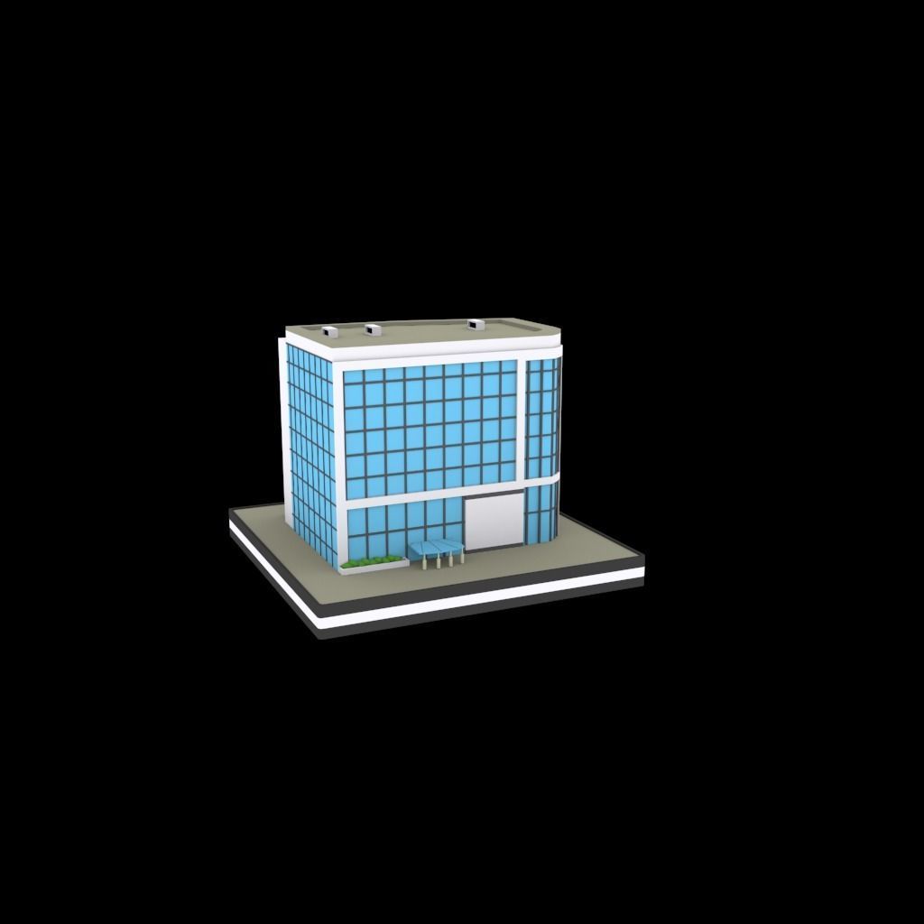 Mirrored building low poly pack Low-poly 3D model_1