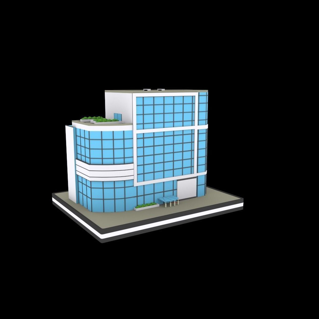 Mirrored building low poly pack Low-poly 3D model_3