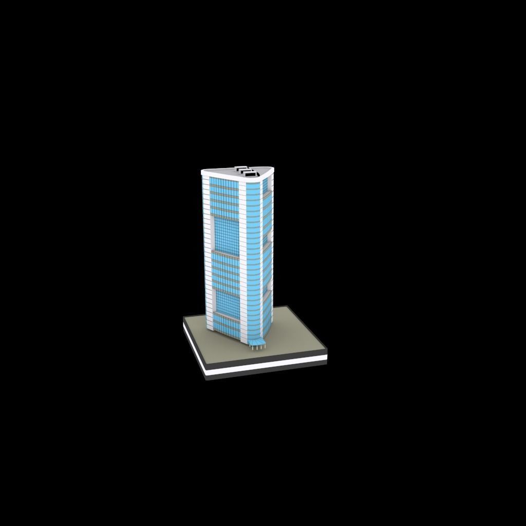 Mirrored building low poly pack Low-poly 3D model_5