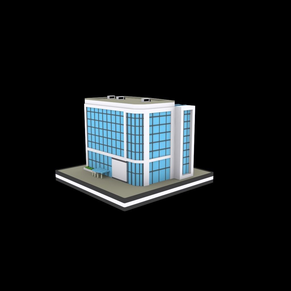 Mirrored building low poly pack Low-poly 3D model_2