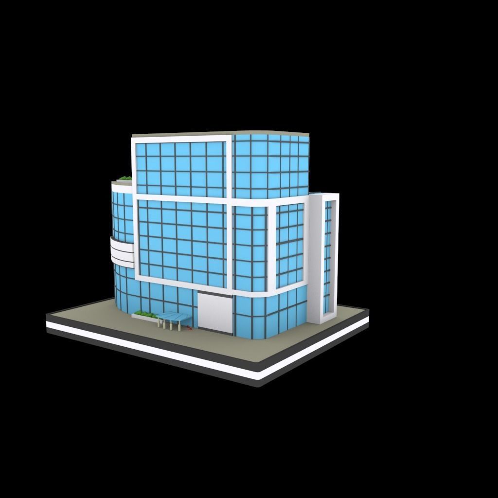Mirrored building low poly pack Low-poly 3D model_4