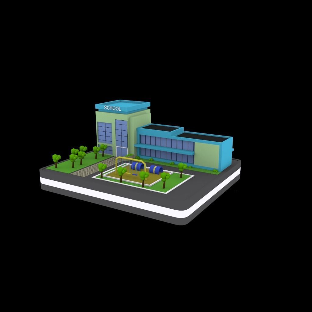 schools low poly pack Low-poly 3D model_5
