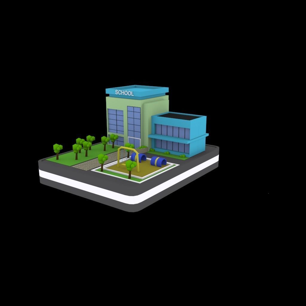 schools low poly pack Low-poly 3D model_3