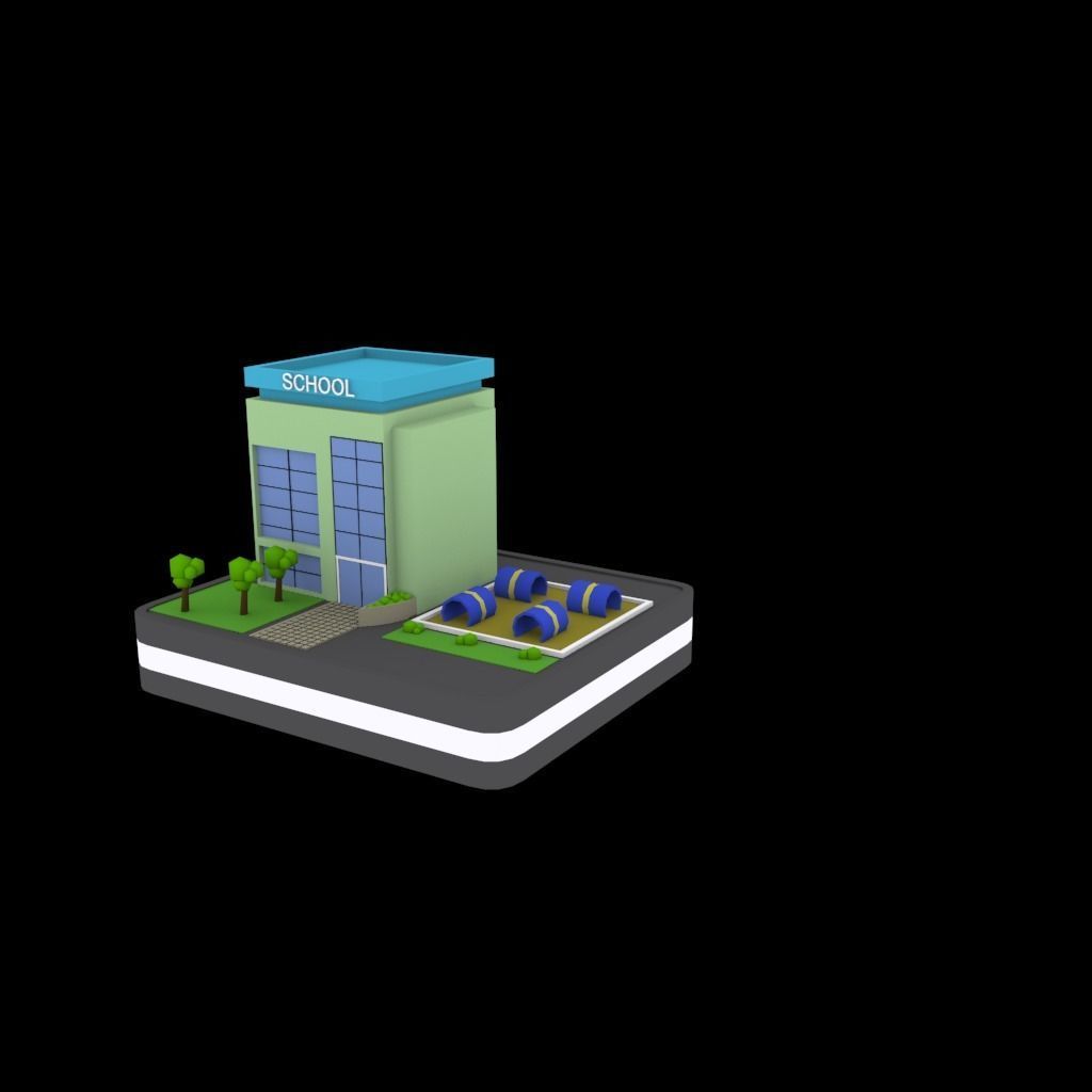 schools low poly pack Low-poly 3D model_1