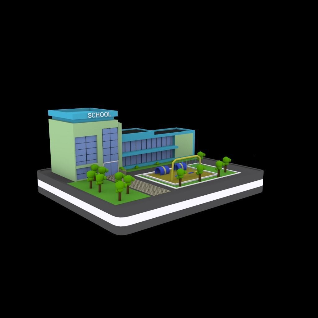 schools low poly pack Low-poly 3D model_6